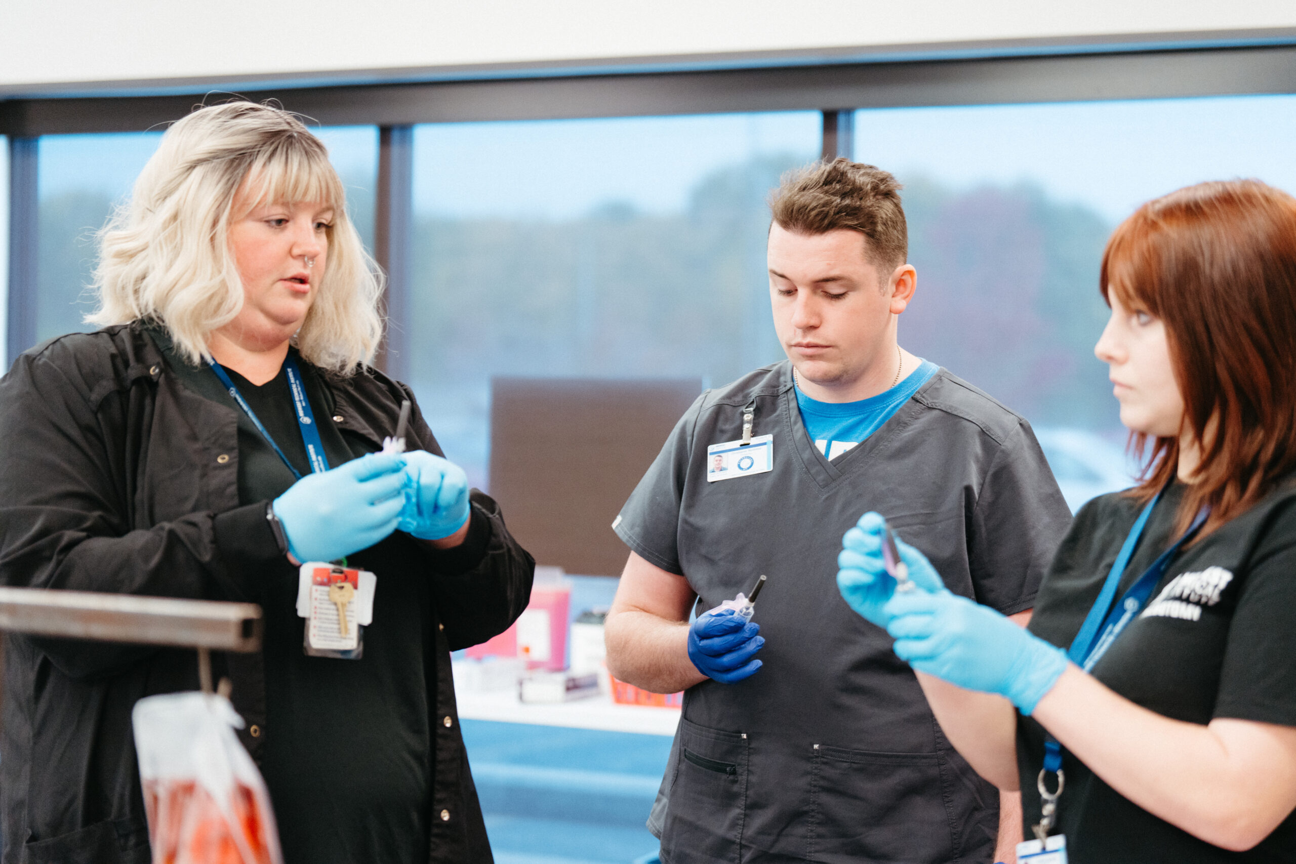 Students and instructor in medical lab